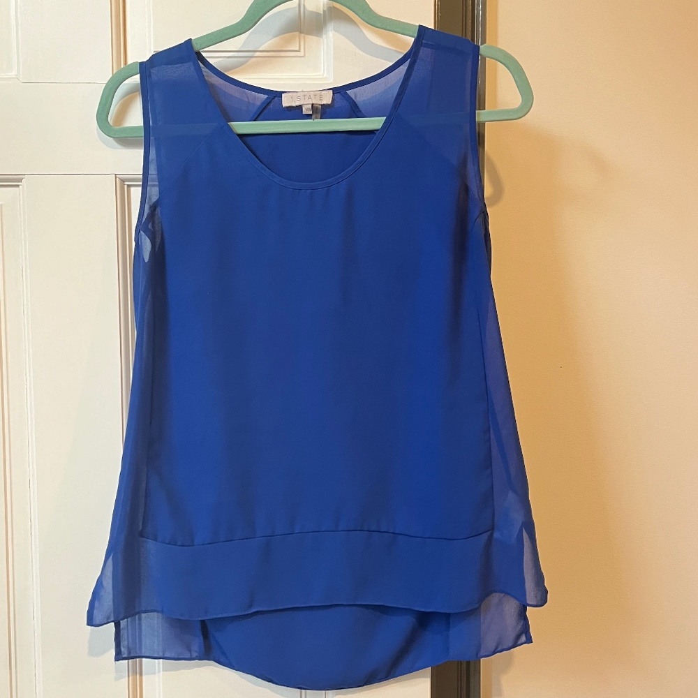 Blue Sleeveless Blouse